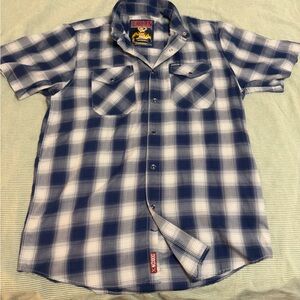 DIXXON Navy and White Plaid Casual Shirt